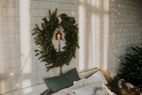 A cozy holiday bedroom